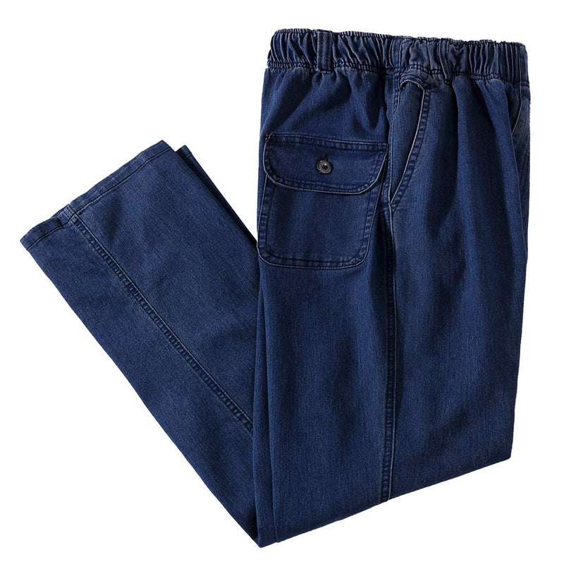 IDEALSANXUN Elastic Waist Jeans for Men Loose Fit Jeans Casual Pants (38Wx32L, Dark Blue) - Image 1